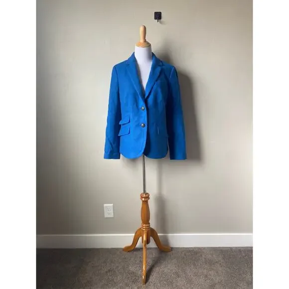 NWT Talbots Blue Wool Blend 2 Crested Button Lined Career Blazer Jacket Sz 12